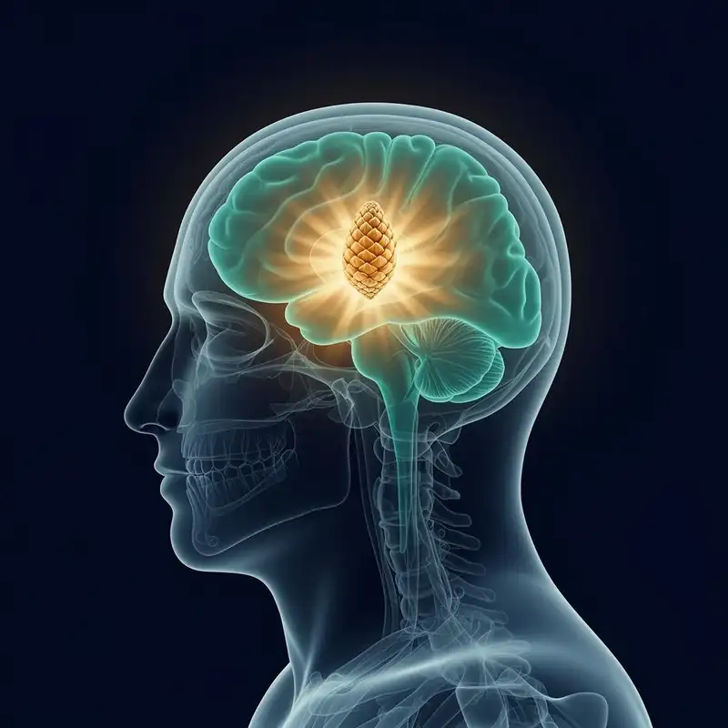 Visualisation de la glande pinéale à l'intérieur du cerveau
